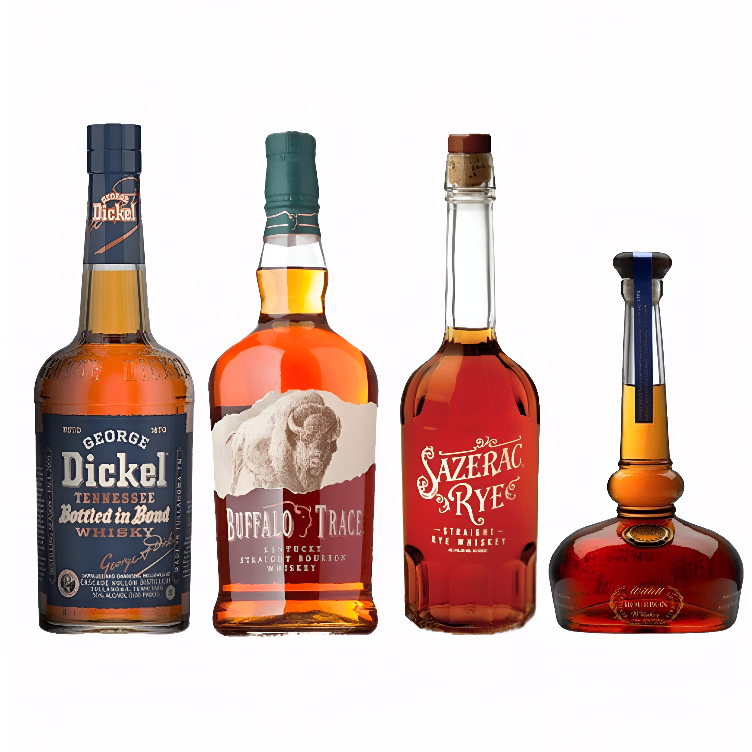 George Dickel Tennessee Whiskey, Buffalo Trace, Sazerac Rye & Willett Pot Still Reserve Bundle