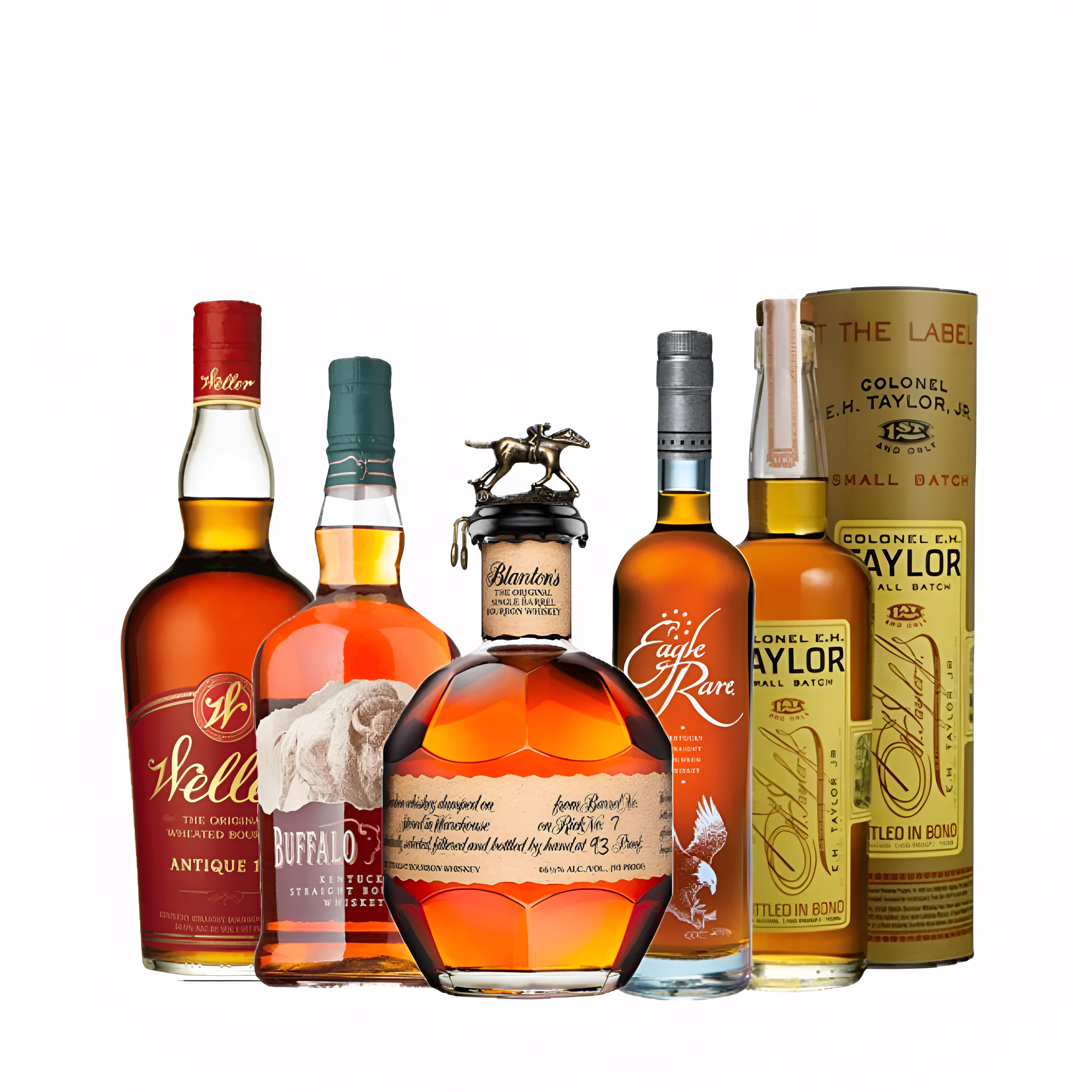 Blanton's Original, Eagle Rare 750ml , Weller Antique 107, Buffalo Trace, and EH Taylor Small Batch Ultimate Bourbon Bundle