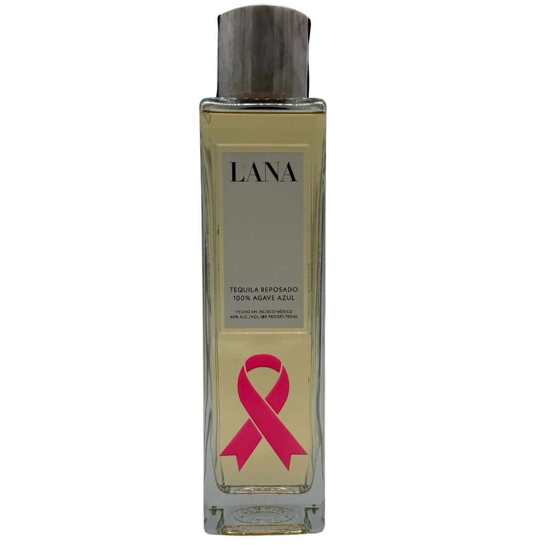 LANA Tequila Reposado Breast Cancer Awareness Ribbon Limited Edition Etched Bottle 750mL Lana Tequila