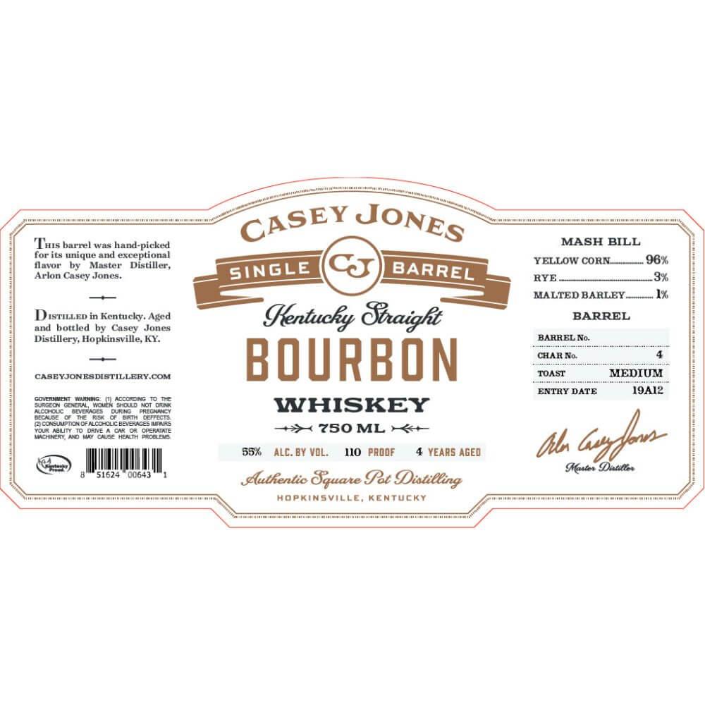 Casey Jones Single Barrel Kentucky Straight Bourbon Mash Bill 1 - Main Street Liquor