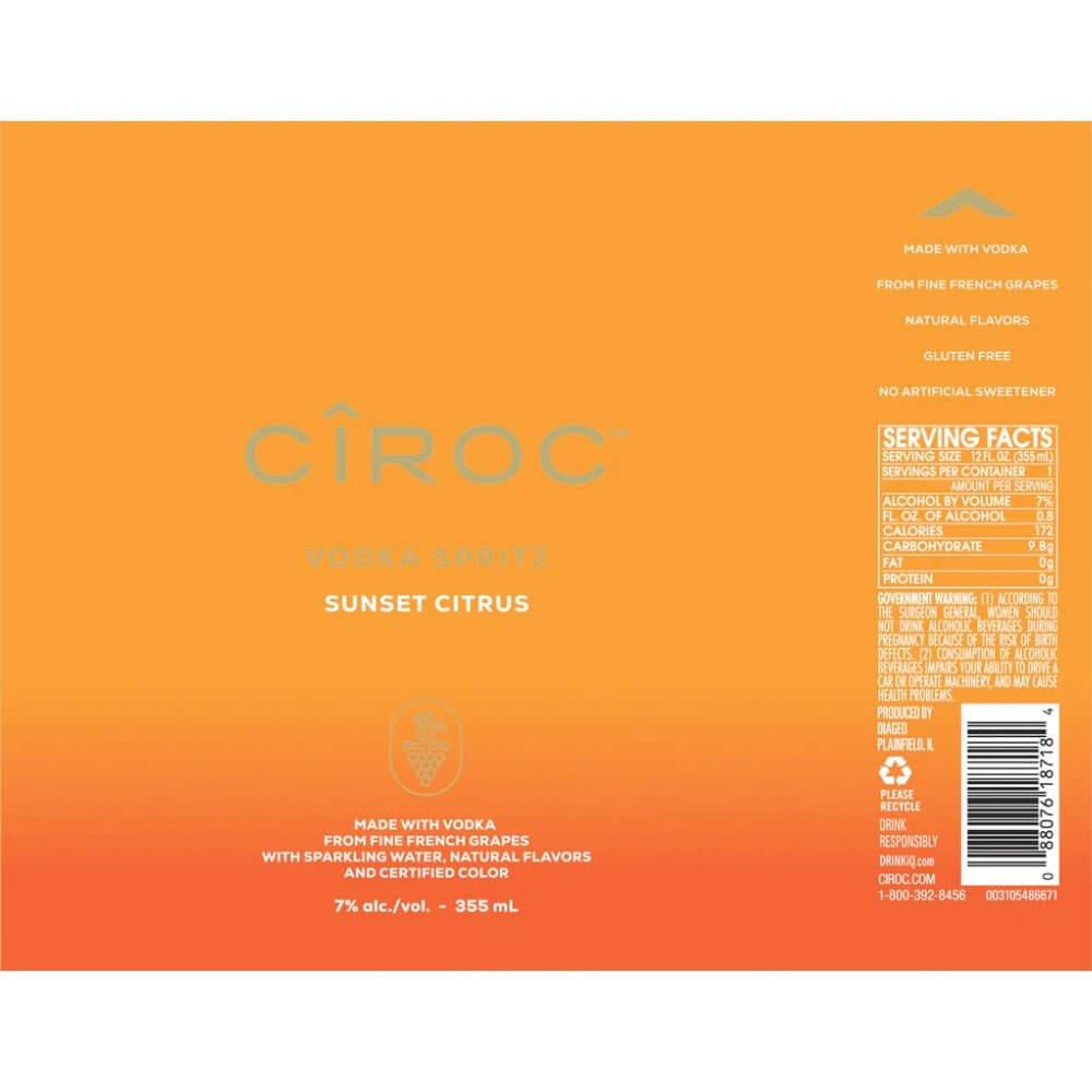 Ciroc Vodka Spritz Sunset Citrus 4PK Cans - Main Street Liquor