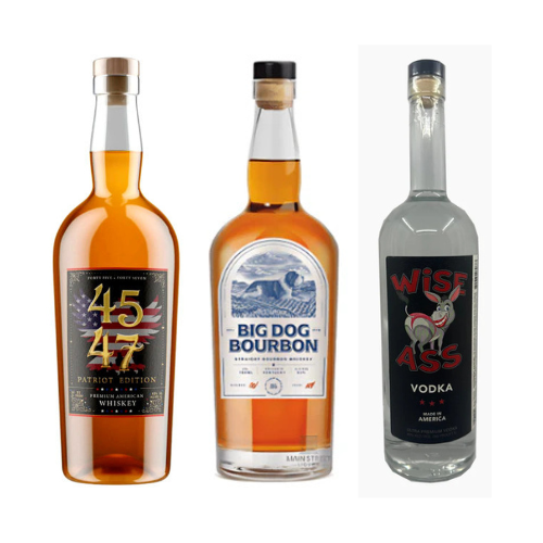 combo inlcluding 4547 Whiskey, Big Dog Bourbon, And Wise Ass Vodka