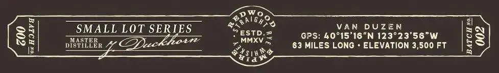Redwood Empire Van Duzen Straight Rye Batch 2