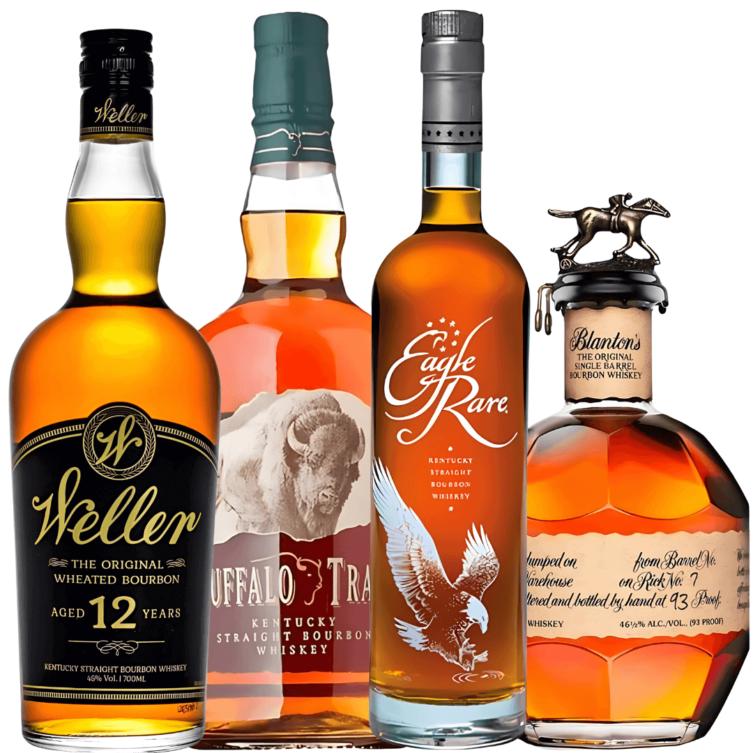 Premium Kentucky Bourbon Collection – Weller 12, Buffalo Trace, Eagle Rare & Blanton’s Original