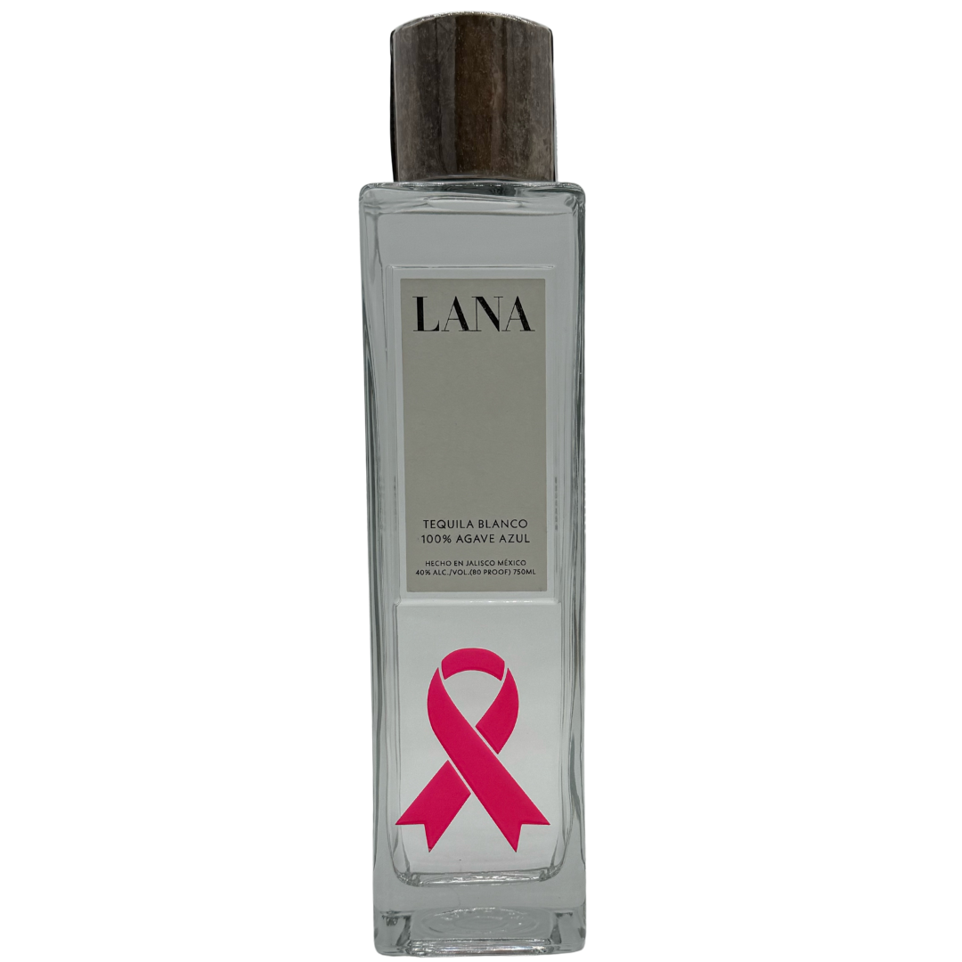 LANA Tequila Blanco Breast Cancer Awareness Ribbon Limited Edition Etched Bottle 750mL