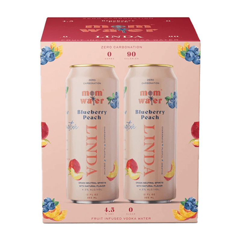 Mom Water Linda - Blueberry Peach Cocktail 12.oz 4 Pack - Main Street Liquor