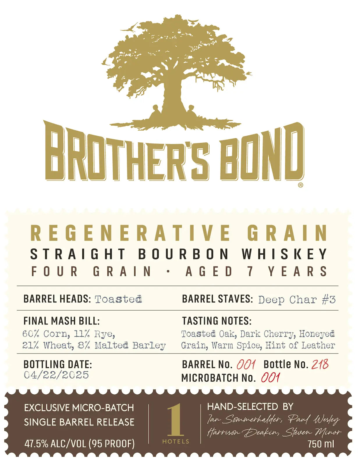 Brother’s Bond Regenerative Grain Straight Bourbon Whiskey 7 Year Aged Limited Micro-Batch Brother's Bond Bourbon